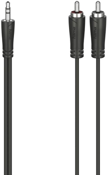 Kabel Hama mini-jack 3.5 mm - 2x RCA-jack M/M 0.75 m Black (4047443440006)