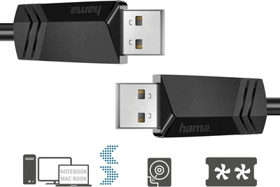 Kabel Hama USB 2.0 Type A - USB Type A M/M 1.5 m Black (4047443443526)