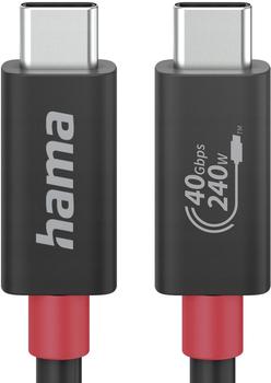Kabel Hama USB Type C M/M 1 m Black (4047443494122)