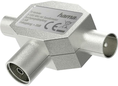 Adapter Hama Gniazdo antenowe - 2 x Wtyk antenowy M/F Silver (4047443441447)