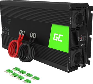 Інвертор Greencell INV24 24V/230V 1500W/3000W Модифікована синусоїда (5903317228400)