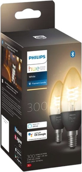 Набір світлодіодних ламп Philips Hue C37 E14 4.5W 2 шт White Filament (8719514302211)