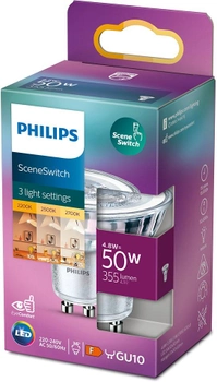 Світлодіодна лампа Philips Scene Switch GU10 4.8W Warm White (8719514307780)