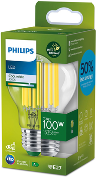 Світлодіодна лампа Philips UltraEfficient A60 E27 7.3W Cool White Filament (8720169188051)