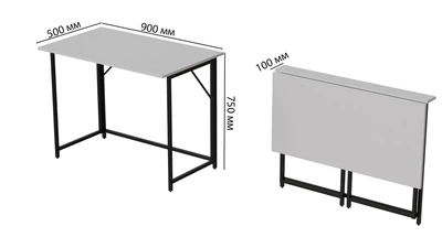 Стіл розкладний Моріс 900 Ferrum-decor 750x900x500 Чорний метал ДСП Білий 16 мм (MORI901)