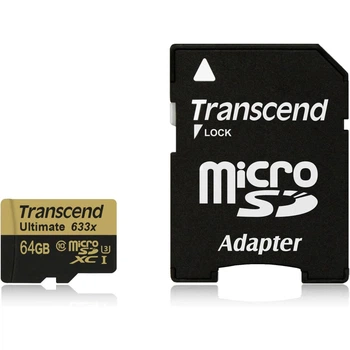 Карта памяти Transcend Ultimate microSDXC 633x 64GB (UHS-I U3) W-85 MB/s, R-95 MB/s Class 10 (TS64GUSDU3) + SD Adapter