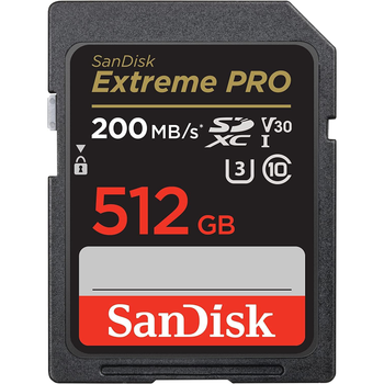Карта памяти SanDisk Extreme PRO SDXC 512GB (UHS-I U3) W-140 MB/s, R-200 MB/s Class 10 V30 (SDSDXXD-512G-GN4IN)