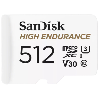 Карта памяти SanDisk High Endurance microSDXC 512GB (UHS-I U3) W-40MB/s, R-100MB/s Class 10 V30 (SDSQQNR-512G-GN6IA) + SD Adapter