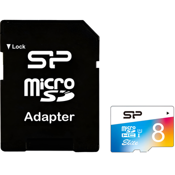 Карта памяти Silicon Power microSDHC 8GB (UHS-I) W-15 MB/s, R-85 MB/s Class 10 (SP008GBSTHBU1V20SP) + SD Adapter