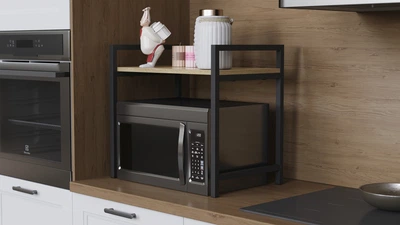 Підставка для мікрохвильової печі Kitchen K303 Ferrum-decor 500x550x350 Чорний метал ДСП Дуб Сонома 16 мм (KITCH30304)