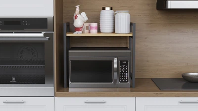 Підставка для мікрохвильовки Kitchen K303 Ferrum-decor 500x550x350 Чорний метал ДСП Дуб Артізан 16 мм (KITCH30306)