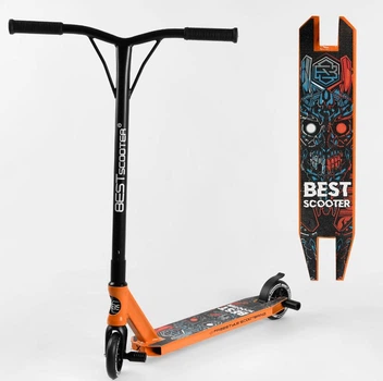 Трюковой самокат из серии Best Scooter-18378 с HIC-системой. Пеги. Алюминиевый диск и противень.