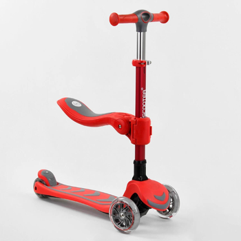Детский самокат Best Scooter Т-06188. Складной алюминиевый руль, сидение, 4 PU колеса с подсветкой