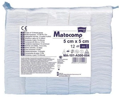 Марлевые компрессы TZMO Matocomp Нестерильные 5 x 5 см 500 шт (5900516705008)