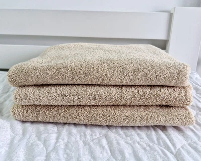Набор турецких махровых однотонных полотенец Zeron 3 штуки 70х140 Beige плотность 450 г/м2