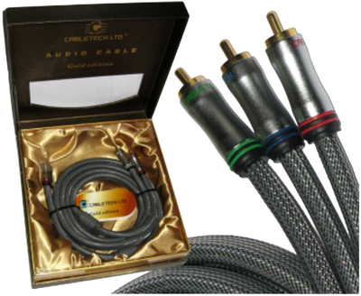Kabel Cabletech 3x RCA - 3x RCA M/M 1.8 m Black (5901436727583)