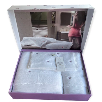 Набір рушників Maison D'or Soft Hearts White-Lilac махрові 30-50 см, 50-100 см, 85-150 см білий