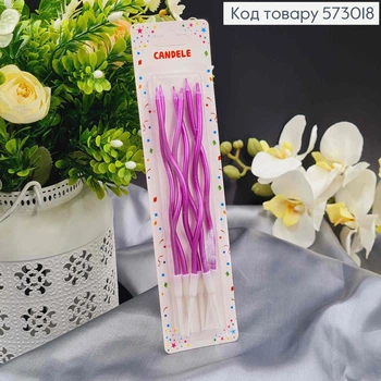 Свечи для торта винтовые, Розовые(металлик), 6 штук в упаковке 12+4см