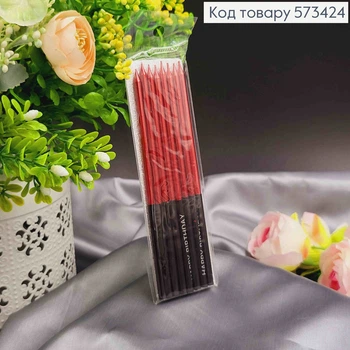 Свечи для торта Красные металлики+Черное с надписью, 14,5см, 8 штук в упаковке