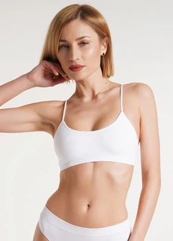 Безшовний топ в рубчик на тонких бретелях Giulia CAMI TOP RIB S/M White-white