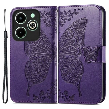 Чехол-книжка с рисунком UniCase Butterfly Pattern для Infinix Hot 40i - Dark Purple