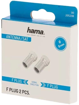 Adapter Hama coaxial connector Type-F 8 mm 2 szt Silver (4047443431998)