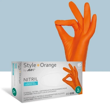 Перчатки нитриловые AMPRI Nitrile Orange, 100 шт, оранжевые, S