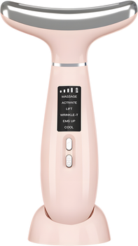 Микротоковый массажер для шеи и лица AIMED Neck RF Lifting EMS+LED Pink