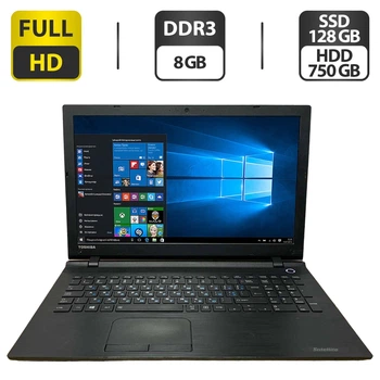 Ноутбук Б-класс Toshiba Satellite C55 / 15.6" (1920x1080) TN / Intel Pentium N3700 (4 ядра по 1.6 - 2.4 GHz) / 8 GB DDR3 / 128 GB SSD + 750 GB HDD / Intel HD Graphics / WebCam / VGA б/у
