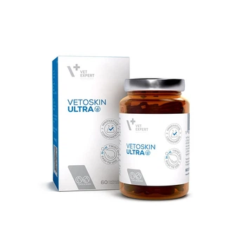 VetExpert VetoSkin Ultra Пищевая добавка для комплексной поддержки и регенерации кожи и шерсти у кошек и собак 60 капс