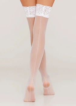 Панчохи зі швом на силіконовій резинці Giulia CHIC 20 calze 3/4 White-bianco