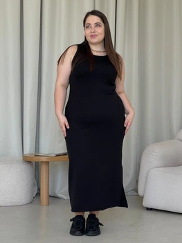 Сукня-майка в рубчик довга літня жіноча Merlini Лонга 700000101 2XL-3XL Чорне (700000101_3)