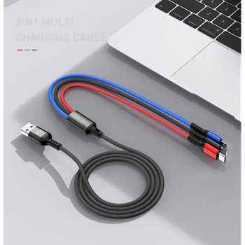 Кабель для зарядки телефонов AWEI CL 971 3 в 1 USB to Type-C+Lightning+MicroUSB 2,4A