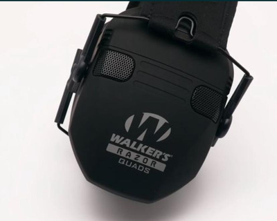 Навушники для стрільби Walkers Razor з шумопідсилювальним до 23db. Чорний