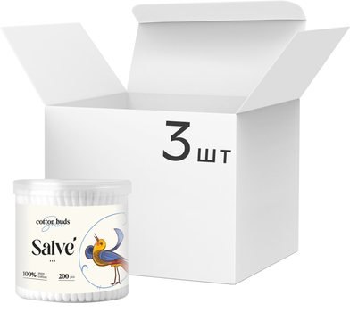 Упаковка ватных палочек Salve Круглые 200 шт х 3 пачки (4820101481371)