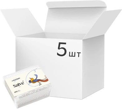 Упаковка ватних паличок Salve Круглі 100 шт х 5 пачок (4820101481357)