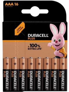 Лужні батарейки Duracell Plus Extra Life AAA Micro 1.5 В LR03 16 шт (5000394147126)