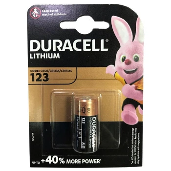 Батарейка CR 123A Duracell 3V Lithium блистер по 1шт (52817)