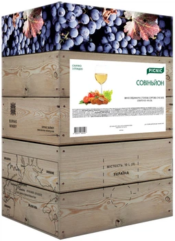 Вино Picnic "Совіньйон" столове сортове біле сухе 10 л 9.5-14% (4820275980731_4820179626445_4820275980526)