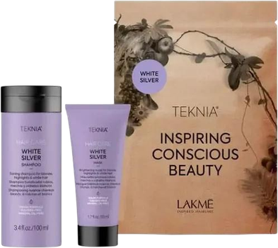 Тревел-набір для догляду за волоссям Lakme Teknia Inspiring White Silver Шампунь 100 мл + Маска для волосся 50 мл (8429421440271)