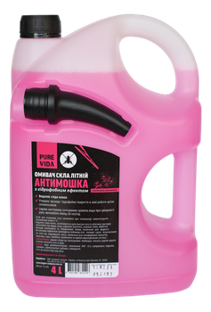 Омивач скла літній Pure Vida Антимошка 4 л квітковий каністра з лійкою