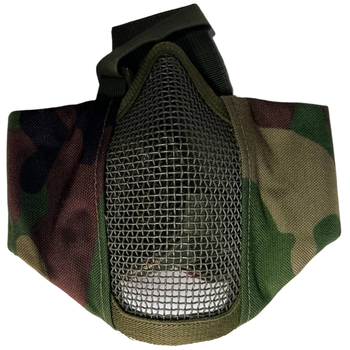 Маска для страйкболу із захистом вух із вентиляцією, Тактична маска зелена з сіткою на обличчя Multicam UKR