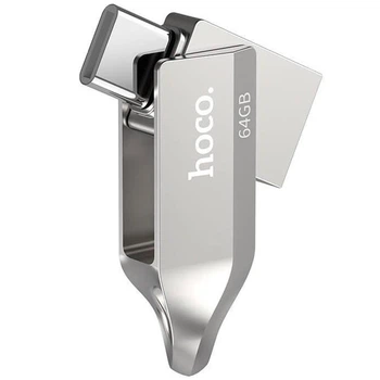 Флеш пам‘ять HOCO UD8 2 в 1 (USB3.0/Type-C) (64Gb) Сталевий