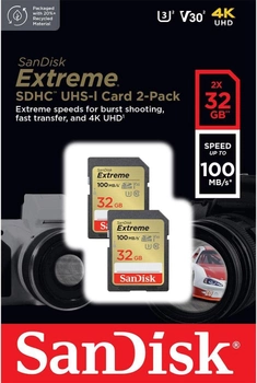 Zestaw kart pamięci SanDisk Extreme SDHC UHS-I 32GB (SDSDXVT-032G-GNCI2)