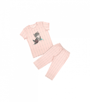 Детская пижама для девочки капри - Donella - 10086 - 122-128 см - Персиковый