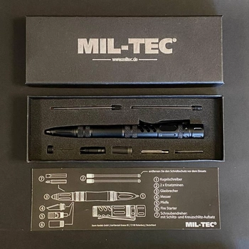 Ручка тактична Mil-Tec Мультитул Pro чорна TACTICAL PEN BLACK PRO (15990200)