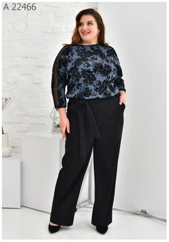 Женские брюки из замши большого размера UF-Fashion MA - 22466 62 черный