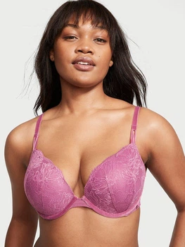 Бюстгальтер Victoria's Secret Sexy Tee Fleur Noir Lace Push-Up Bra 36D Розовый