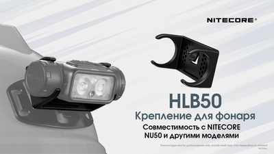 Крепление на шлем универсальное Nitecore HLB50 + HMB1 (для фонаря NU50), комплект