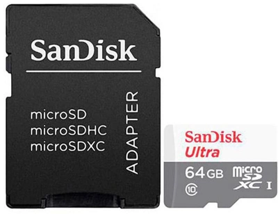 Карта пам'яті SanDisk MicroSDXC 64GB UHS-I Class 10 Ultra + SD adapter (SDSQUNR-064G-GN3MA)